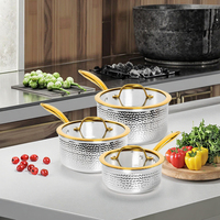 Batterie de cuisine moderne de luxe 6 pièces en acier inoxydable triplement en granit Casseroles à induction écologiques Casseroles Casseroles à gaz