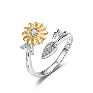 크로스 보더 S925 순수 실버 데이지 오프닝 링 간단하고 신선한 학생들을위한 숲 스타일 잠자리 반지 슈퍼 요정 반지 - Product Image 5
