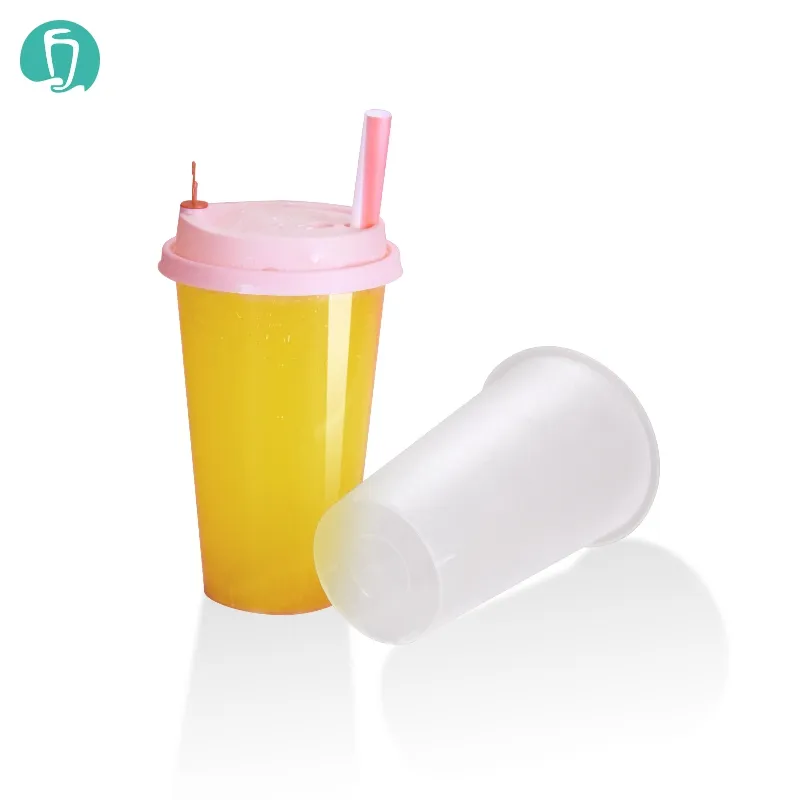 D 500ml 16oz Kunden spezifisches Logo Boba Milktea Cup Klare gefrostete Bubble Tea PPs Plastik becher mit Deckel