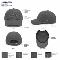 Gorra deportiva de marca privada, estilo 'Dad Cap', de 6 paneles, ajustable, unisex, de mezcla acrílica, con diseño artístico de tiburón común, corona suave y bordado personalizado.