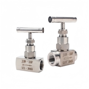 Vanne à aiguille droite en acier inoxydable 304, femelle 3/8\", 6000 PSI, haute pression, à fermeture automatique, J13-320P, pour le contrôle du débit - Product Image 1