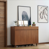 Armoire à chaussures Dareko en bois de noyer moderne, étagères multi-niveaux, tiroirs en plastique et métal durables, montage facile pour la maison