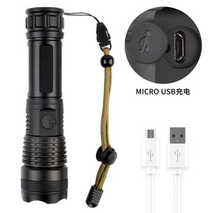 Linterna recargable retráctil de aleación de aluminio Xhp50 con indicador de batería, carga USB, luz LED de alta potencia, color blanco - Product Image 3