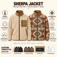 Veste réversible en sherpa géométrique rétro pour homme, manteau d'hiver en polaire, tissage sud-ouest, fabricant OEM ODM pour l'extérieur