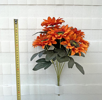 Bouquet de tournesols en soie de haute qualité, tissu en soie multicolores, 9 têtes de tournesols, fleurs artificielles pour la décoration de la maison et des mariages