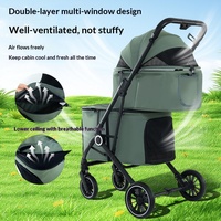 Poussette de luxe 4 roues lavable et portable pour animaux de compagnie, chariot détachable pour petits chiens et chats, pliable, réglable et confortable