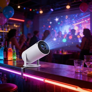 Mini projecteur portable HY300 OEM à faible MOQ, meilleur prix, avec haut-parleur intégré, Wi-Fi, Bluetooth, 720P, projecteur intelligent pour soirées et cinéma - Product Image 1