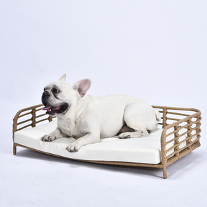 Cama elevada para mascotas, sofá de mimbre de ratán para perros, cama transpirable y refrescante para cachorros, para interiores y exteriores, ideal para el verano, venta al por mayor. - Product Image 4