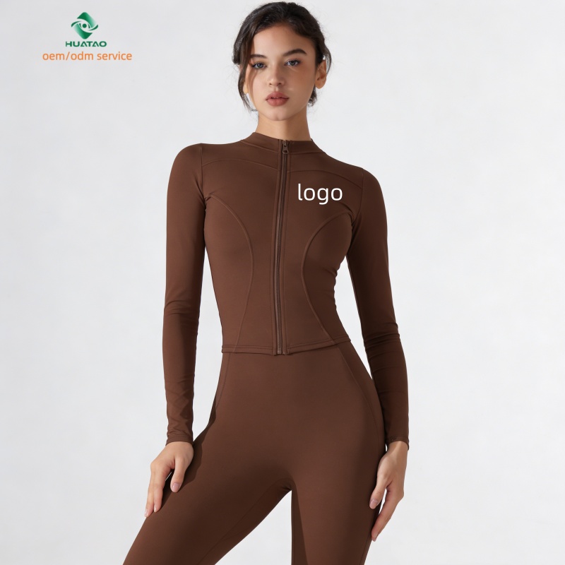 Custom Women's Yoga Long-Sleeve Crew Neck Slim-Fit Quick-Dry Breathable Spandex/Nylon Shaping Stretch Sports Top Wear Yoga Wear