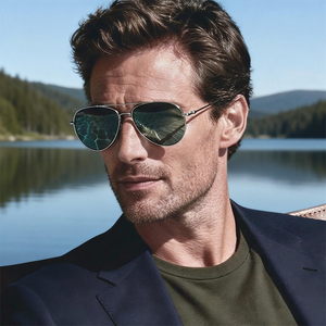 Occhiali <span class=keywords><strong>da</strong></span> sole classici in titanio, semplici, leggeri e sottili, di lusso per <span class=keywords><strong>uomo</strong></span>, lenti in vetro temperato HD, per pesca e guida, anti-UV400 2026 - Product Image 1