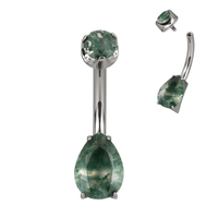 GZN Newest ASTM F136 Titanium Prong Set Pear Shape Natural Stone Summer Belly Button Navel Ring