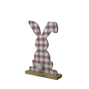 قطع تزيين على شكل أرنب خشبي ملون أرنب كارتوني حرف أرنب خشبية للتزيين