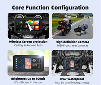 Écran CarPlay pour moto 6,25 pouces, Android Auto sans fil, moniteur, étanche IPX7, navigation GPS, stockage 256 Go, T6