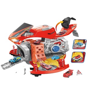 <span class=keywords><strong>Juguete</strong></span> para Niños con Diseño Novedoso, Estacionamiento con Forma de Motocicleta Roja, Musical y con Luces, con 2 Autos Deslizantes de Aleación - Product Image 1