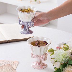 Fantasia Arco Design Bonito Sorvete Copo De Cerâmica Cálice Porcelana Sobremesa Tigela Menina Chá Da Tarde Café Leite Partido Nicho Presente - Product Image 1