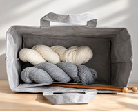 Sac de rangement en papier lavable pour tricot et crochet, organisateur de projets, sac pour fournitures d'artisanat avec poches et poignées