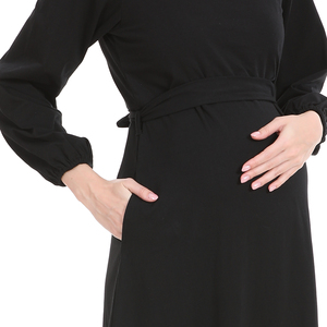 Abito Lungo Premaman Traspirante ed Ecologico per <span class=keywords><strong>Allattamento</strong></span> con Maniche Lunghe e Cintura Annodabile per Donne - Product Image 5