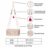Hamac pour chat en macramé suspendu en corde de coton, perles colorées, style bohème, nid pour chat, petits animaux, robuste, lavage à la main uniquement, non amovible