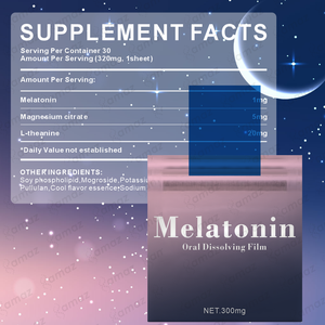 Amaz Melatonin Oral Strip Private Label Bebas Gula Permen Penyegar Napas Strip Suplemen Tidur Film Oral yang Dapat Melarutkan di Mulut - Product Image 2
