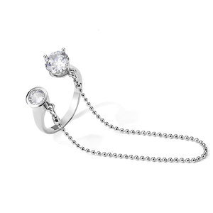 Bague ouverte tendance RAKOL RP2159 2025 en argent avec chaîne ajustable, bague unique en argent 925 - Product Image 3