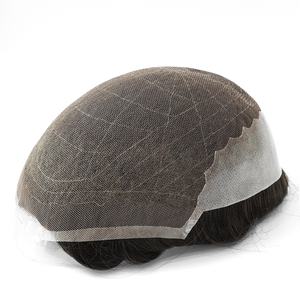 Q6 Mens parrucchino capelli umani per uomo attaccatura dei capelli <span class=keywords><strong>invisibile</strong></span> pizzo francese e Base in PU 8 dimensioni - Product Image 1