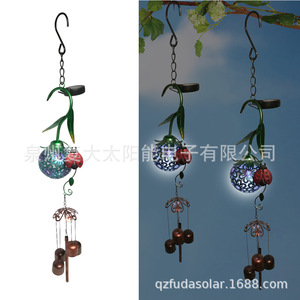 Solar Flower Wind Chime Led Outdoor Garden Hanging <b>Light</b> With Solar <b>Panel</b> And Motion Sensor For Patio Decor - Product Image 3