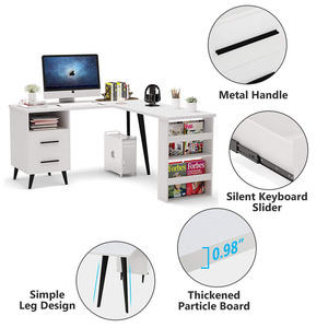 Bàn Văn Phòng Bằng Gỗ Màu Trắng Hình Chữ L Thiết Kế Hiện Đại Thanh Lịch Bàn Máy Tính Với Ngăn Kéo Lưu Trữ Mở - Product Image 6
