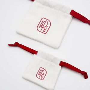 High Quality 100% Cotton Twill Jewelry Gift Bag Small Gift <b>Drawstring</b> Bag White Soft Cotton <b>Pouch</b> Packaging - Product Image 2