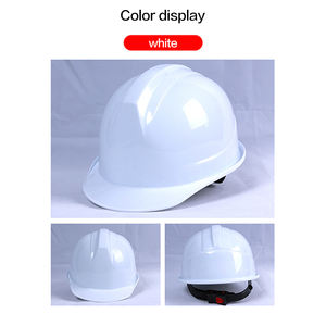 หมวกนิรภัย ABS แบบวงแหวนกระจายแรงกด4จุดสำหรับอุตสาหกรรมก่อสร้างแบบแข็งหมวกกันน็อคสีขาวแบบระบายอากาศ - Product Image 3