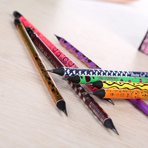 Papelería creativa 12 piezas lápiz HB de madera negra Premium con impresión en color neón para útiles escolares - Product Image 3