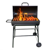 Barbecue au charbon de bois portable et robuste avec chariot et étagère de rangement pour jardin, camping, pique-nique, fête