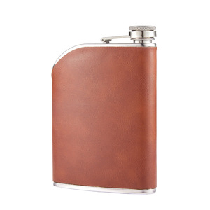 Cadeaux créatifs : Gourde à whisky en acier inoxydable de 8 oz avec enveloppe en cuir, pour hommes et femmes - Product Image 5