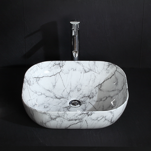 Hiện đại đá cẩm thạch thiết kế dễ dàng làm sạch hình chữ nhật gốm lưu vực tra-truy cập cài đặt vuông phòng tắm bát gốm bồn rửa - Product Image 1