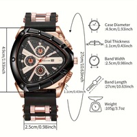 Nouveau bleu sport Triangle hommes montres pointeurs lumineux mode bracelet en caoutchouc Quartz montre-bracelet étanche montre Q1860