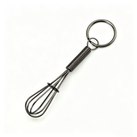 Mini fouet à œufs porte-clés en acier inoxydable gravé au laser, porte-clés personnalisé, cadeau pour chef cuisinier ou boulangers avec logo personnalisé sur étiquette