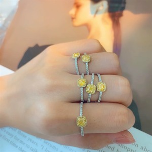 Bague solitaire en or blanc 18 carats avec diamant jaune naturel Xinfly AU750, bijoux fins pour mariage et fiançailles, prix d'usine - Product Image 3