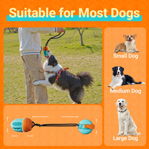 Mainan kunyah anak anjing dengan pengeluaran makanan | Bola latihan anjing untuk gigi | Mainan tali untuk pengunyah agresif - Product Image 5