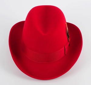 Chapeau Fedora Unisexe en Feutre 100% Laine A111802 avec Ruban et Plume, Style Homburg, pour Fêtes, Affaires, Élégant, Hommes et Femmes - Product Image 2