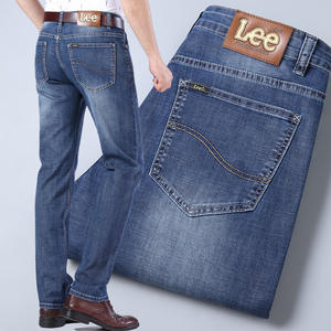 Jeans pour hommes, jambes droites, élastiques, décontractées, automne-hiver, pantalons longs, épais, moyen et solide - Product Image 1