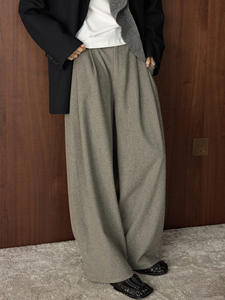 Pantalones de Traje Largos para Mujer, Estilo Casual de Invierno, Plisados, Curvos, Holgados, de Cintura Alta, Ecológicos, Estilo Francés - Product Image 1