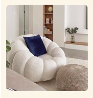 Canapé électrique inclinable moderne et simple de style crème, fauteuil citrouille de relaxation en tissu laine d'agneau, canapé une place