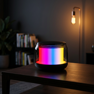Wireless for V5.0 Portable <b>Speaker</b> with RGB <b>LED</b> Light Glass Cabinet Rechargeable Battery 5-10W Output for Home Theatre Use - Product Image 5