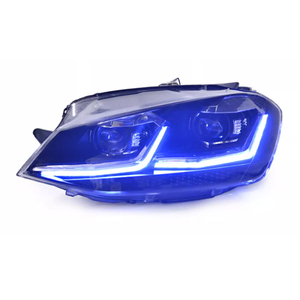 Pour Volkswagen <span class=keywords><strong>Golf</strong></span> <span class=keywords><strong>7</strong></span> Ensemble de phares <span class=keywords><strong>Golf</strong></span> <span class=keywords><strong>7</strong></span> MK7 2013-2017 Phare LED à direction dynamique DRL Lentille à double faisceau Bi-xénon HID - Product Image 2