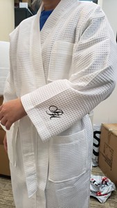 Luxury Cotton Bathrobe Personalized Embroidered Hotel Waffle Bathrobes <strong>Kimono</strong> Spa Bath Robe for Women and <strong>Men</strong> - Product Image 6