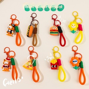 Porte-clés en résine avec motifs de dessins animés et de fleurs, avec cordon (designs assortis Garfield / Burger / Frites / <span class=keywords><strong>Pizza</strong></span>) - Product Image 2