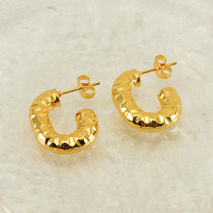 ZOGXIN Gold U-Shaped Huggie Earrings Stainless Steel Geometric Design For Women Fashion Jewelry - Product Image 3