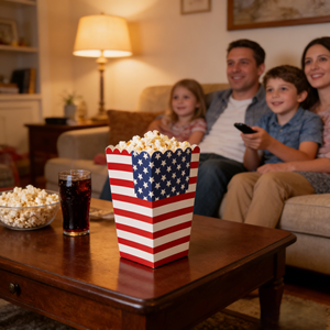 Patriotic Popcorn Boxes American Flag Design <strong>Disposable</strong> Grease Resistant Snack Containers for Independence Day <strong>BBQs</strong> - Product Image 2