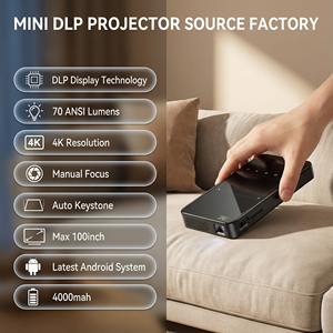 Proyector de Video LED Inteligente con WiFi, Sistema Operativo Android, 4K, Tiro Corto de 3m, Batería Recargable Integrada, Altavoces 3D DLP, 2G de RAM, Superventas - Product Image 1