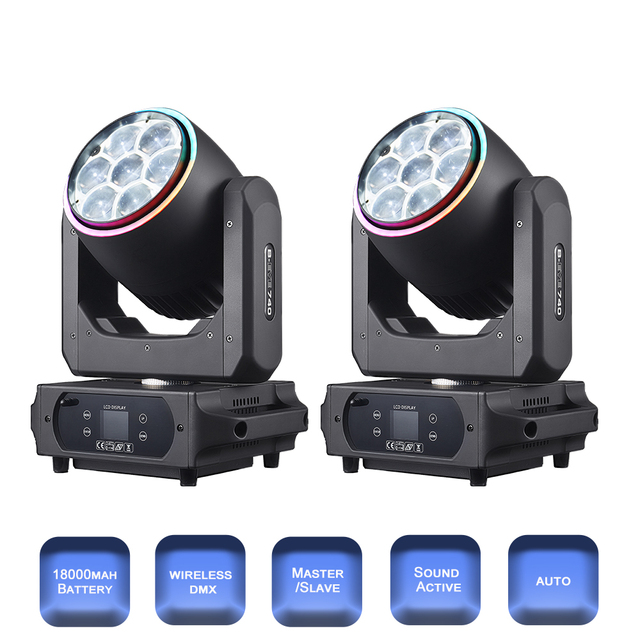Both Lighting EU Warehouse 2 Piece BPM Splash X Moving Heads 7*40w Bee Eye Wireless Battery Rainbow Wedding DJ Party Theater
