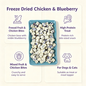 Gefriergetrocknete Hühnchen- und Blaubeerwürfel Hunde-Leckerli Katzen-Snack Tierfutter für Kleine Mittlere Große Hunde Katzen Training - Product Image 2